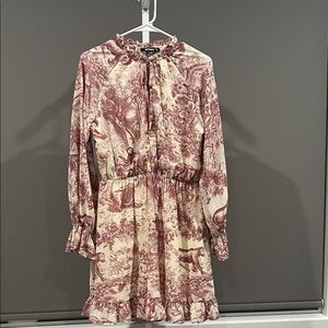 Missguided Scenic Print Long Sleeve Dress